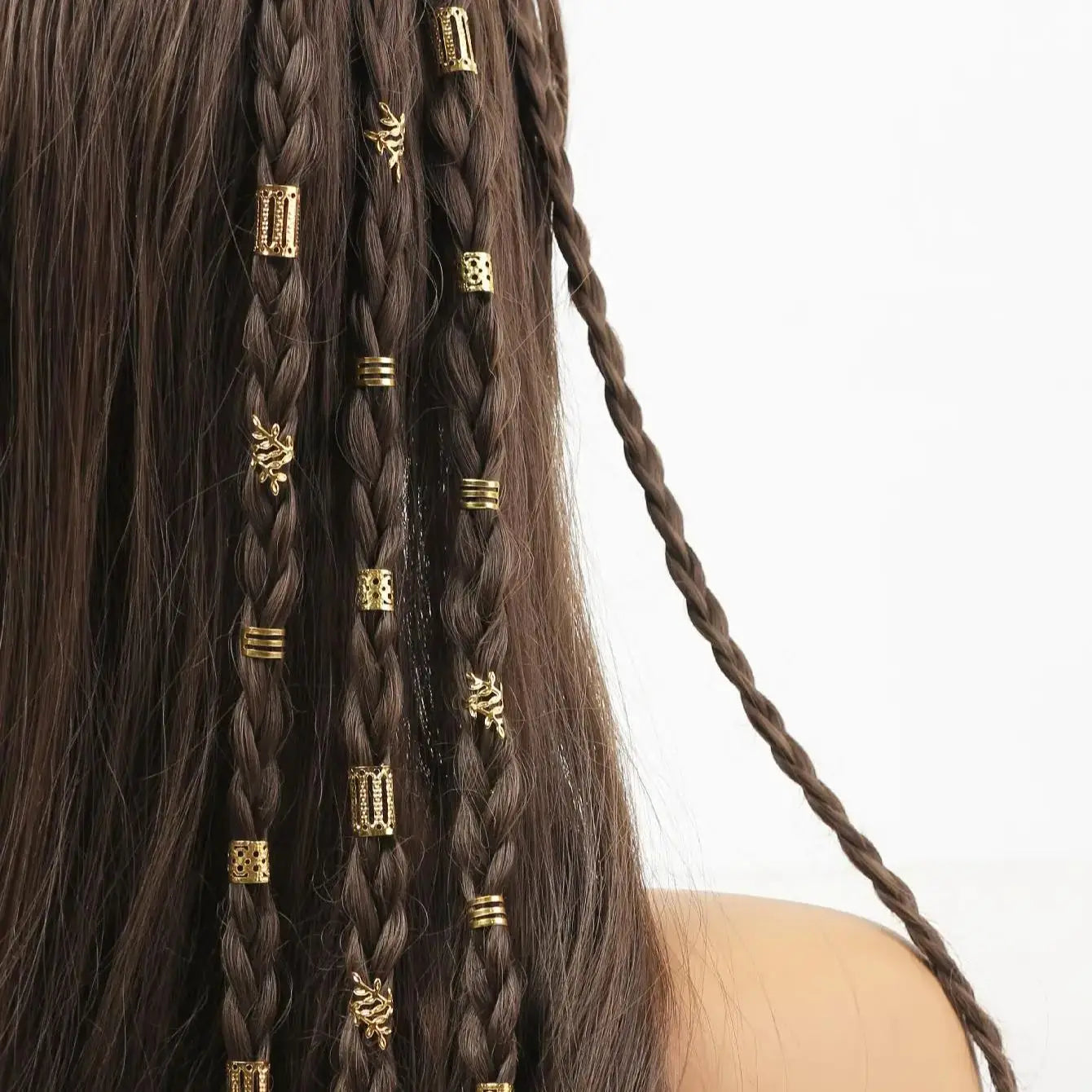 40pcs/set Mixed Hair Rings Set, Dreadlocks Beads Hair Braid Rings Clips Dread Locks Hair Braiding Cuffs Decoration/Accessories