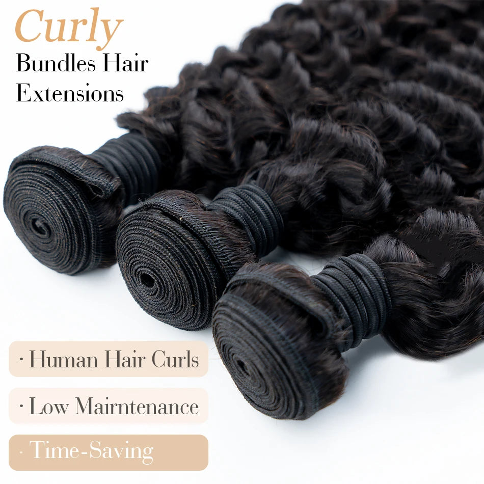 Human Hair Bundles 10-30 inches Indian Hair curly Wave Natural Black Color Remy Human Hair Weave 3 set Bundles Extensions Hair