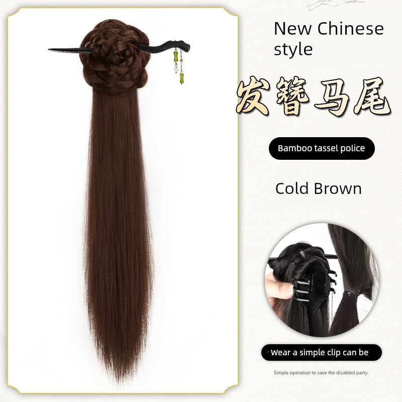 New Chinese Ponytail Chinese Ancient Style Han Chinese Clothing Cheongsam False Braids