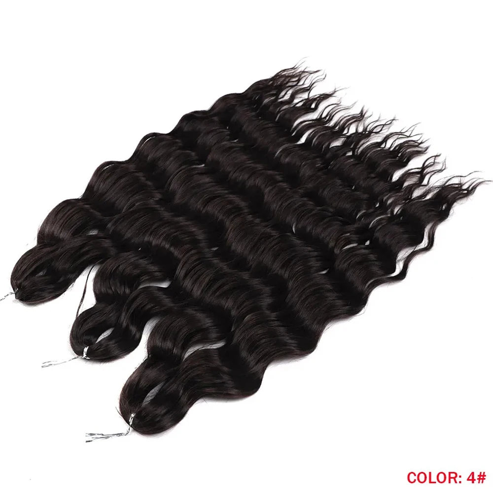 Synthetic Anna Hair Loose Deep Wave Braiding Hair Extensions 24 Inch Water Wave Braid Hair Ombre Blonde Twist Crochet Curly Hair