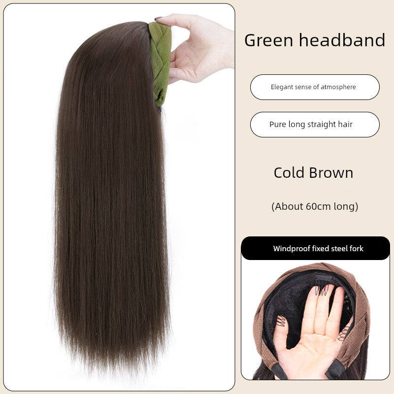 Wig Female Hair Extensions Headband Wig Fall and Winter One Nature Fashion Half Headgear Artificial Human Hair Wigs Full-Head Wig