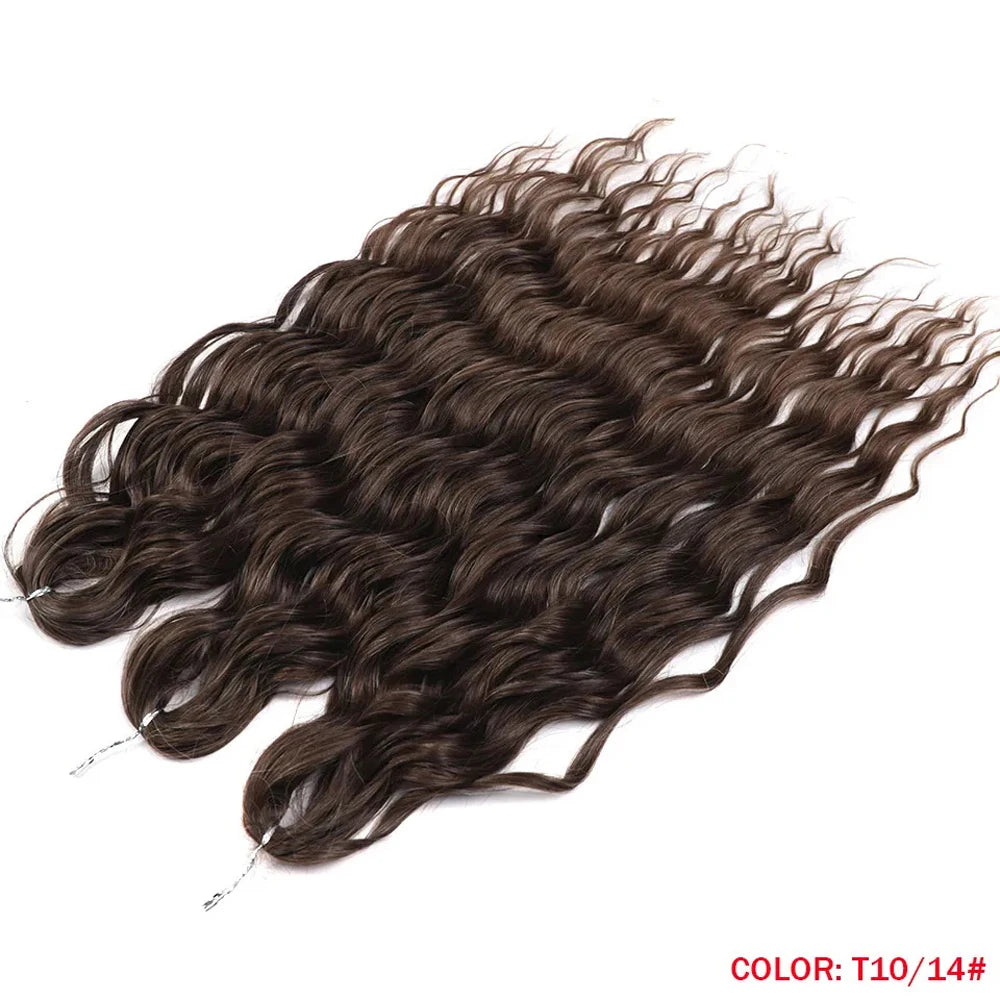 Synthetic Anna Hair Loose Deep Wave Braiding Hair Extensions 24 Inch Water Wave Braid Hair Ombre Blonde Twist Crochet Curly Hair