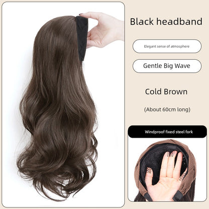 Wig Female Hair Extensions Headband Wig Fall and Winter One Nature Fashion Half Headgear Artificial Human Hair Wigs Full-Head Wig