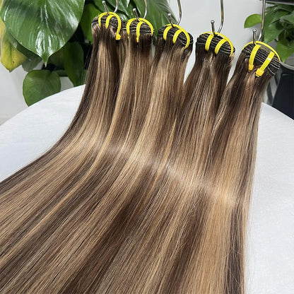 Yiwigs 12A Grade #P4/27 Double Drawn Highlight Ombred Color Bone Straight 100% Human Hair Bundles Raw Hair Weave Extensions