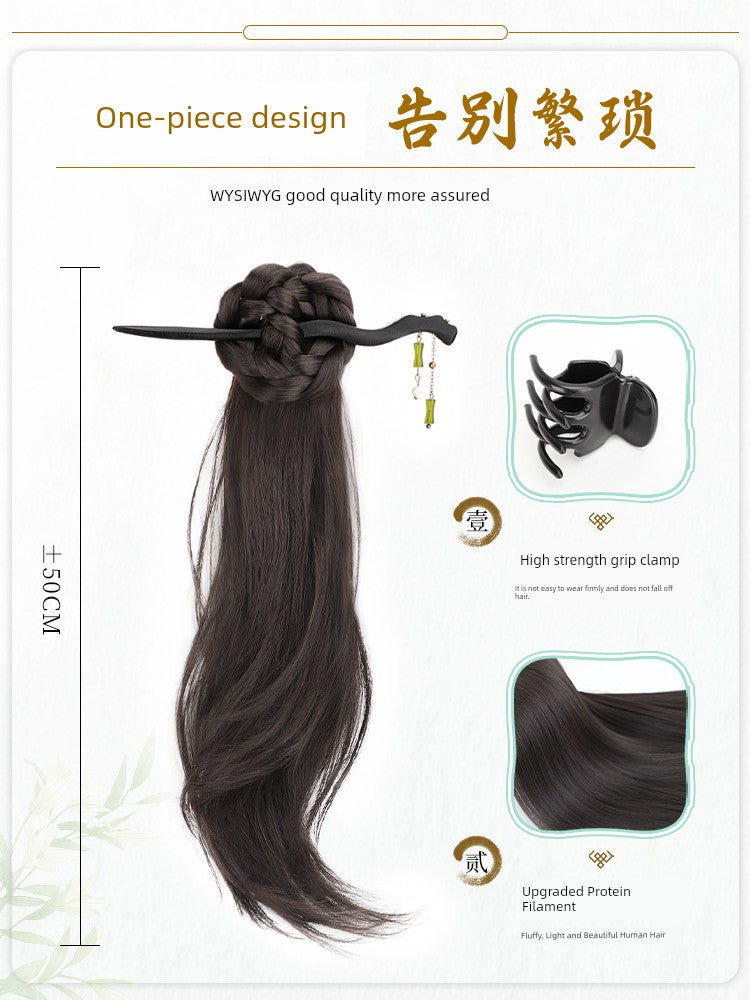 New Chinese Ponytail Chinese Ancient Style Han Chinese Clothing Cheongsam False Braids