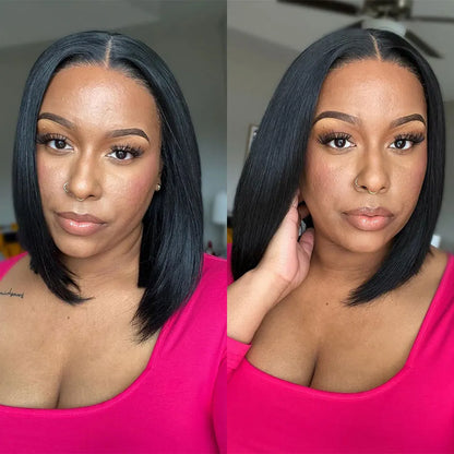 Wear And Go Bob Wigs For Women Human Hair 180% Straight Glueless Wig Ready To Go Human Hair Wigs Pre Cut Lace Air Wig Sale