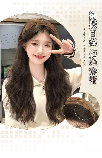 Wig Female Hair Extensions Headband Wig Fall and Winter One Nature Fashion Half Headgear Artificial Human Hair Wigs Full-Head Wig