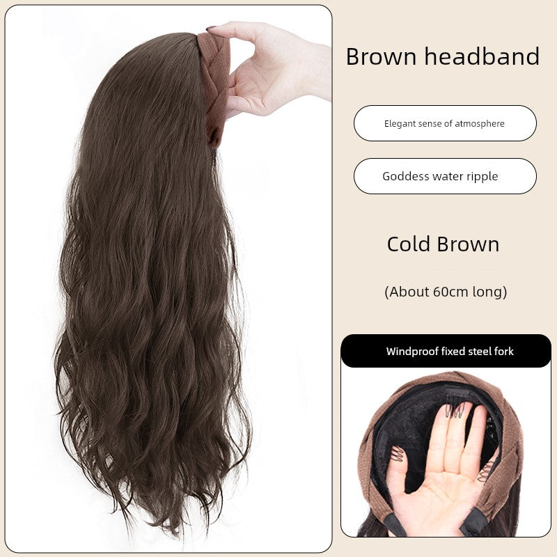 Wig Female Hair Extensions Headband Wig Fall and Winter One Nature Fashion Half Headgear Artificial Human Hair Wigs Full-Head Wig