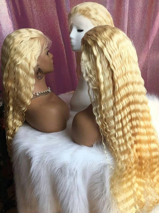 40 Inch 13x6 Hd Lace Frontal Wig 613 Blonde Lace Front Human Hair Wig Brazilian Deep Wave Curly Human Hair Wigs For Women 250%