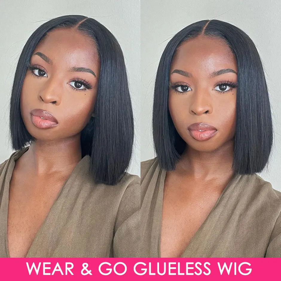 Wear And Go Bob Wigs For Women Human Hair 180% Straight Glueless Wig Ready To Go Human Hair Wigs Pre Cut Lace Air Wig Sale