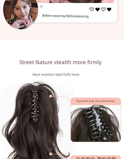 Ponytail Wig Female Grip Sweet Cool Curl Ponytail Nature Light Artificial Hair Waterfall Fountain Half Tie False Braids Ponytail