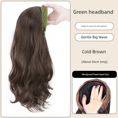 Wig Female Hair Extensions Headband Wig Fall and Winter One Nature Fashion Half Headgear Artificial Human Hair Wigs Full-Head Wig