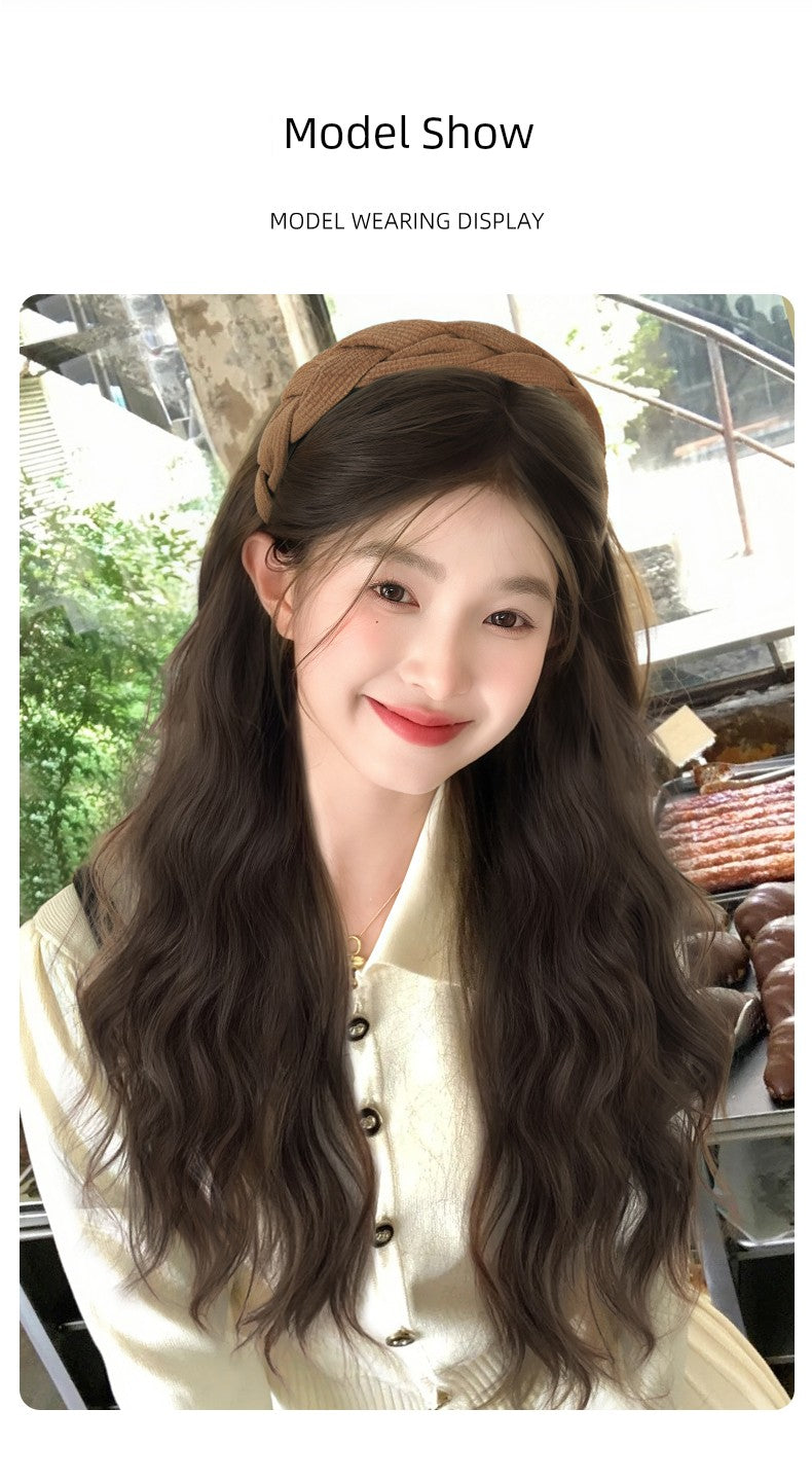 Wig Female Hair Extensions Headband Wig Fall and Winter One Nature Fashion Half Headgear Artificial Human Hair Wigs Full-Head Wig