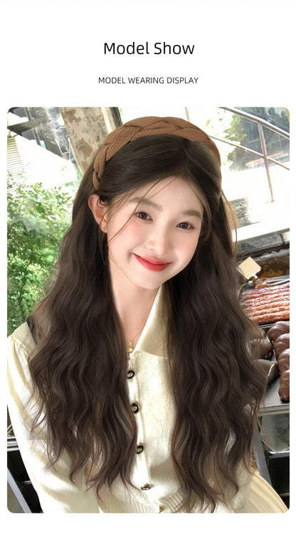 Wig Female Hair Extensions Headband Wig Fall and Winter One Nature Fashion Half Headgear Artificial Human Hair Wigs Full-Head Wig