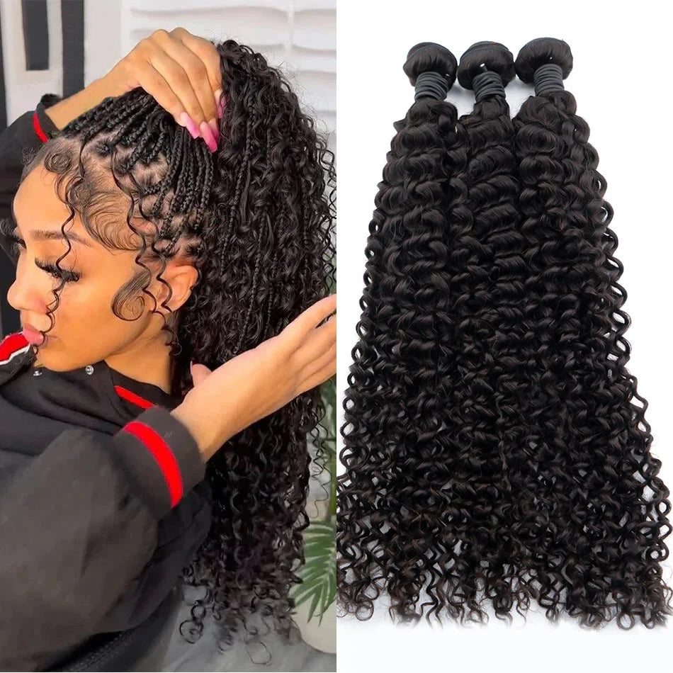 Human Hair Bundles 10-30 inches Indian Hair curly Wave Natural Black Color Remy Human Hair Weave 3 set Bundles Extensions Hair