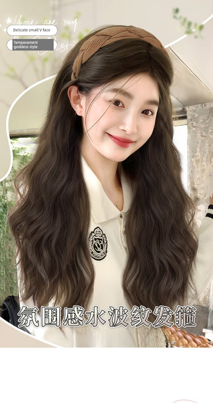 Wig Female Hair Extensions Headband Wig Fall and Winter One Nature Fashion Half Headgear Artificial Human Hair Wigs Full-Head Wig