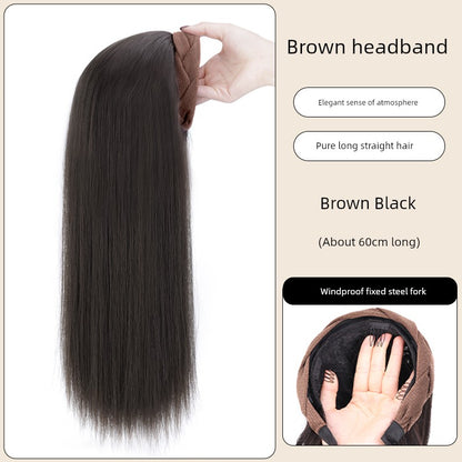 Wig Female Hair Extensions Headband Wig Fall and Winter One Nature Fashion Half Headgear Artificial Human Hair Wigs Full-Head Wig