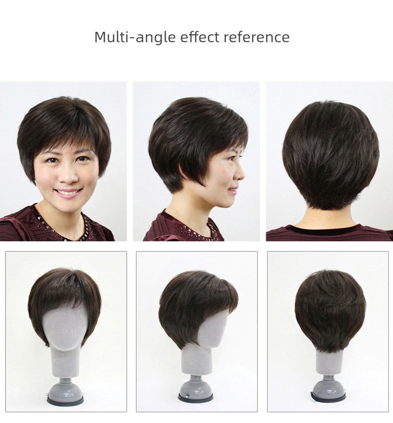 to Give Mom Hand Woven Full Top Side Bangs Wig Sheath