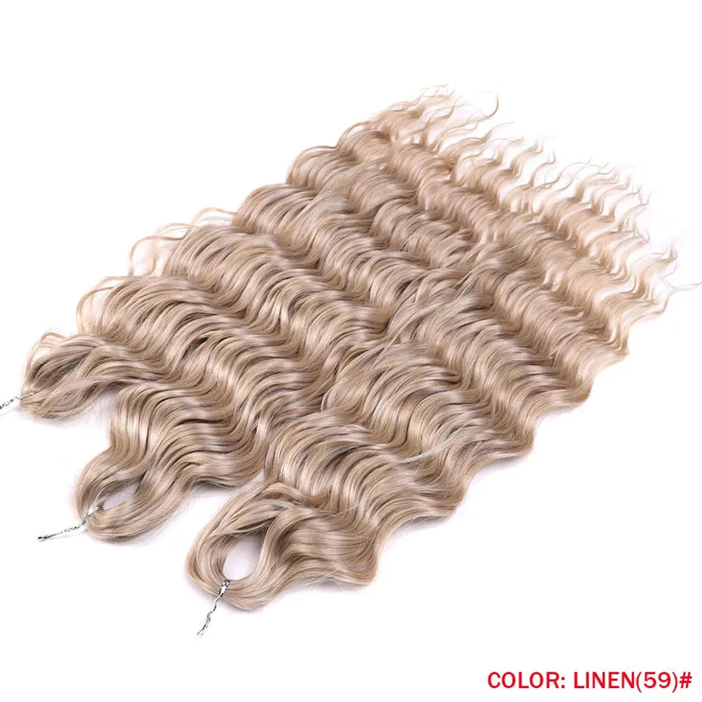 Synthetic Anna Hair Loose Deep Wave Braiding Hair Extensions 24 Inch Water Wave Braid Hair Ombre Blonde Twist Crochet Curly Hair