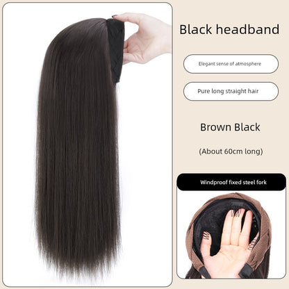 Wig Female Hair Extensions Headband Wig Fall and Winter One Nature Fashion Half Headgear Artificial Human Hair Wigs Full-Head Wig