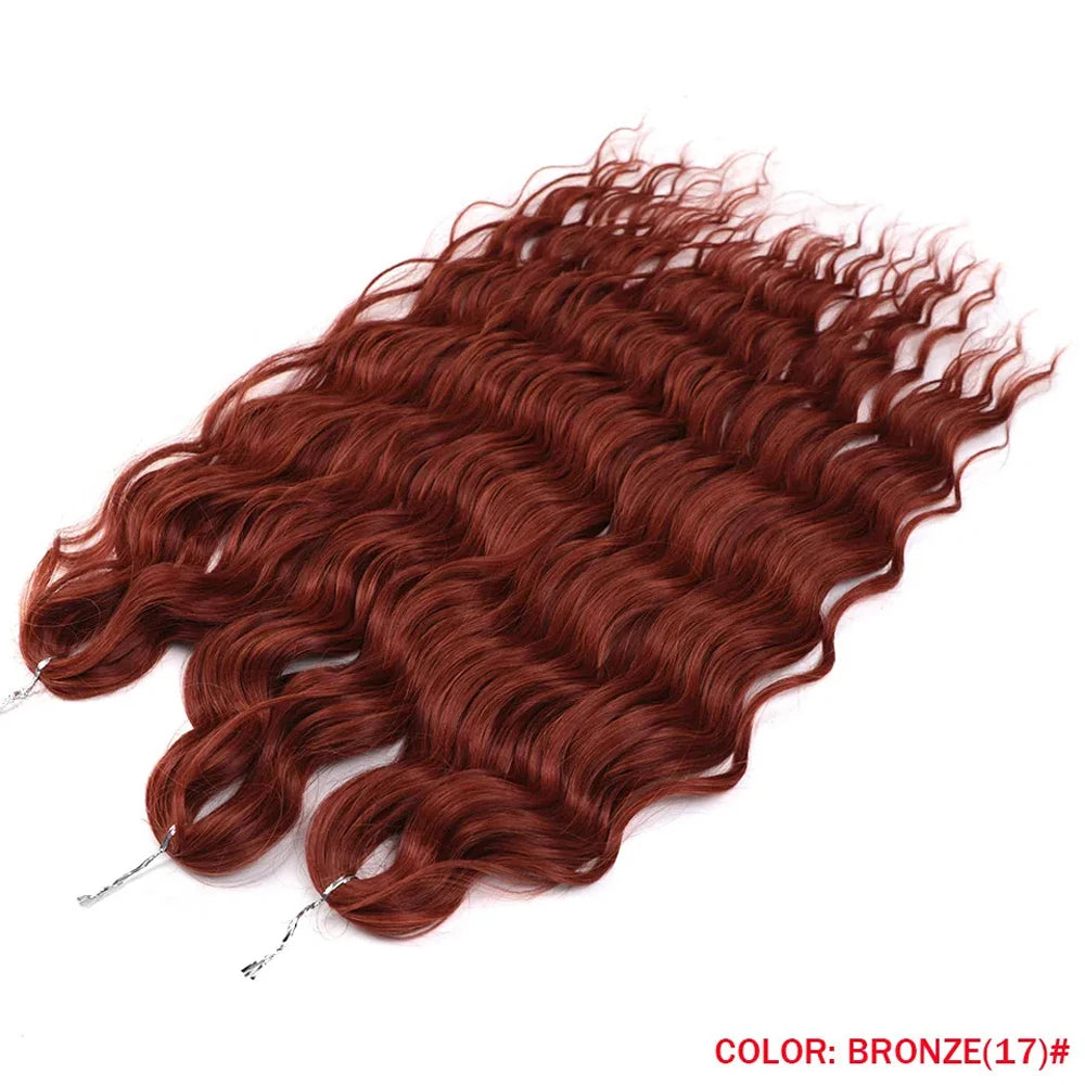 Synthetic Anna Hair Loose Deep Wave Braiding Hair Extensions 24 Inch Water Wave Braid Hair Ombre Blonde Twist Crochet Curly Hair