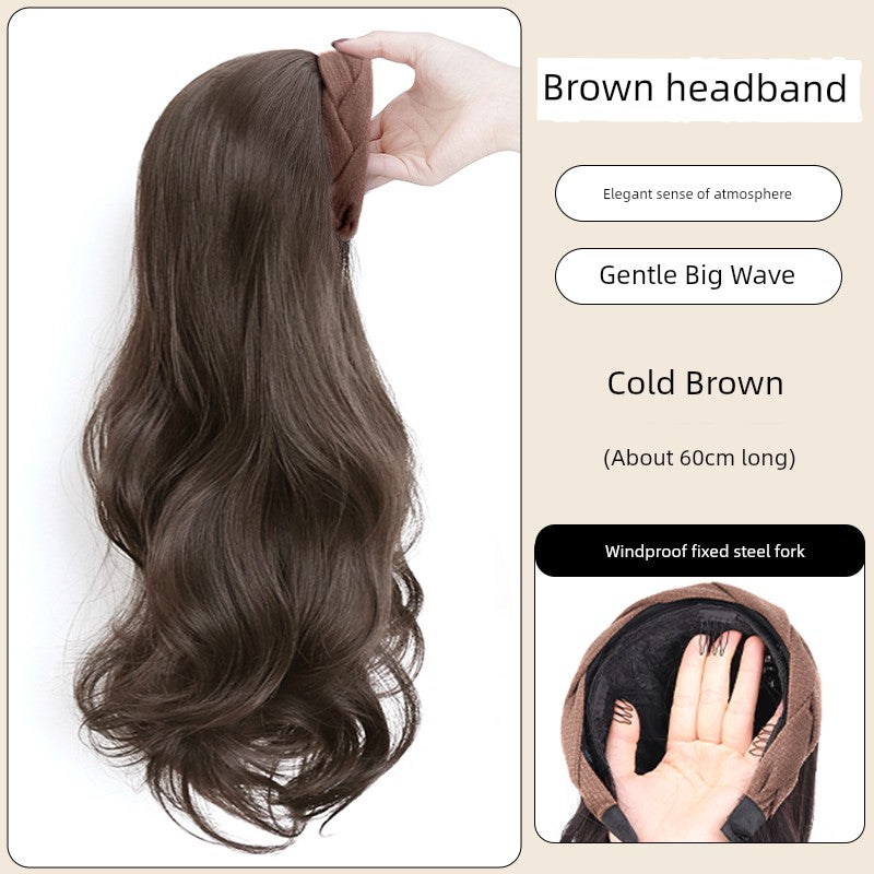 Wig Female Hair Extensions Headband Wig Fall and Winter One Nature Fashion Half Headgear Artificial Human Hair Wigs Full-Head Wig