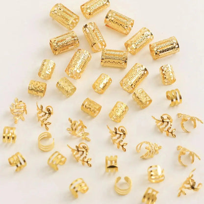 40pcs/set Mixed Hair Rings Set, Dreadlocks Beads Hair Braid Rings Clips Dread Locks Hair Braiding Cuffs Decoration/Accessories