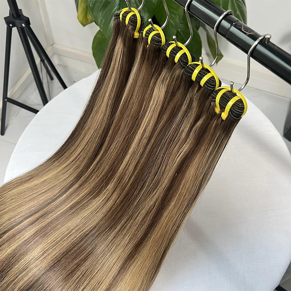 Yiwigs 12A Grade #P4/27 Double Drawn Highlight Ombred Color Bone Straight 100% Human Hair Bundles Raw Hair Weave Extensions