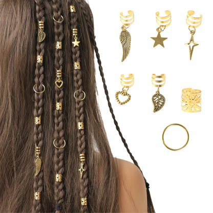 45pcs Alloy Braid Hair Ring Dreadlock Hair Ring - Hippie Style Hair Accessories Loc Hair Jewelry for Braids for Girls and Women