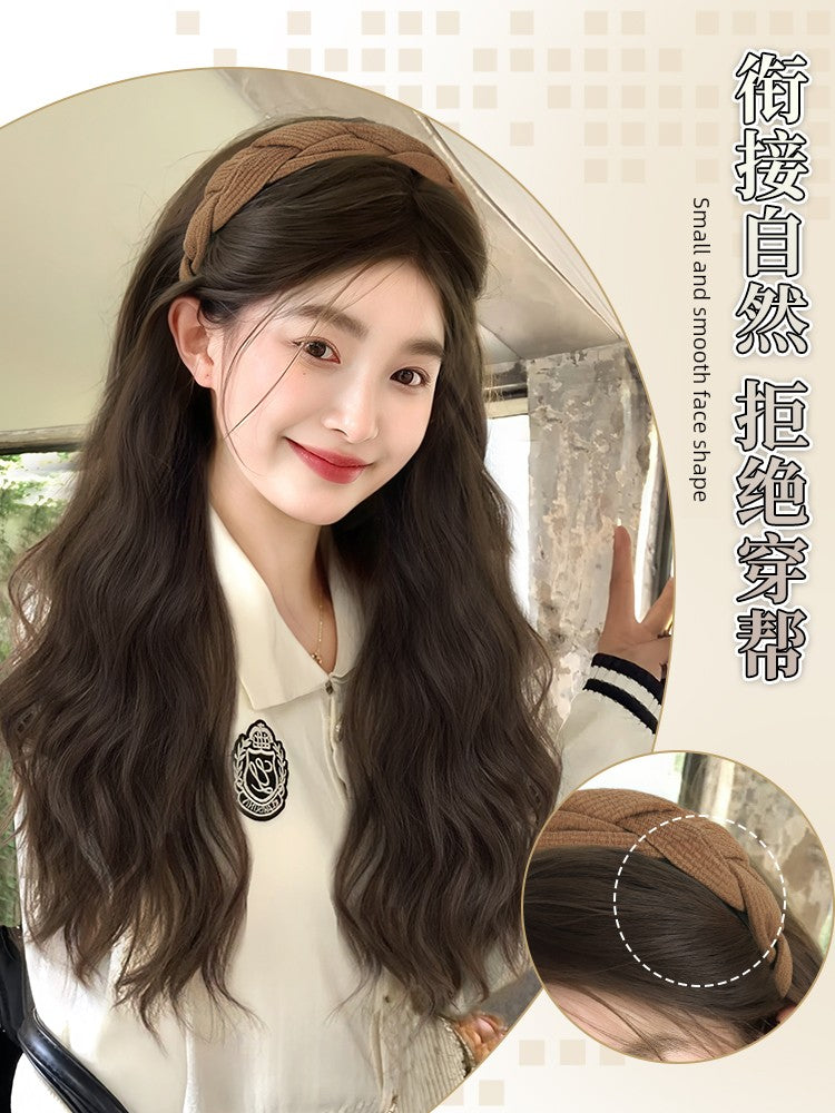 Wig Female Hair Extensions Headband Wig Fall and Winter One Nature Fashion Half Headgear Artificial Human Hair Wigs Full-Head Wig