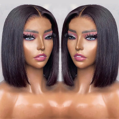 Wear And Go Bob Wigs For Women Human Hair 180% Straight Glueless Wig Ready To Go Human Hair Wigs Pre Cut Lace Air Wig Sale