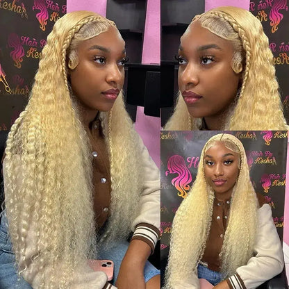 40 Inch 13x6 Hd Lace Frontal Wig 613 Blonde Lace Front Human Hair Wig Brazilian Deep Wave Curly Human Hair Wigs For Women 250%