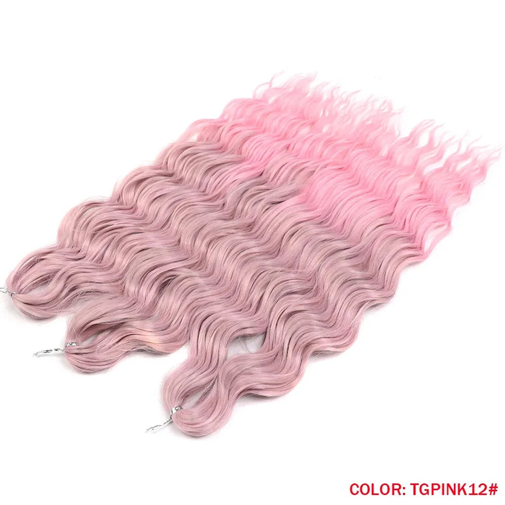 Synthetic Anna Hair Loose Deep Wave Braiding Hair Extensions 24 Inch Water Wave Braid Hair Ombre Blonde Twist Crochet Curly Hair