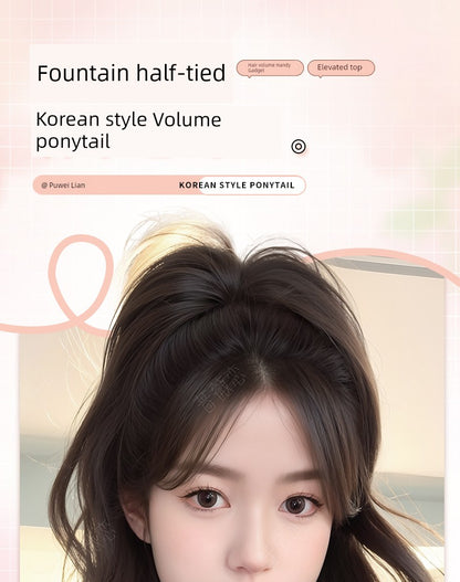 Ponytail Wig Female Grip Sweet Cool Curl Ponytail Nature Light Artificial Hair Waterfall Fountain Half Tie False Braids Ponytail