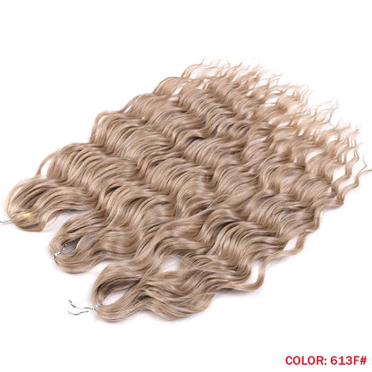 Synthetic Anna Hair Loose Deep Wave Braiding Hair Extensions 24 Inch Water Wave Braid Hair Ombre Blonde Twist Crochet Curly Hair