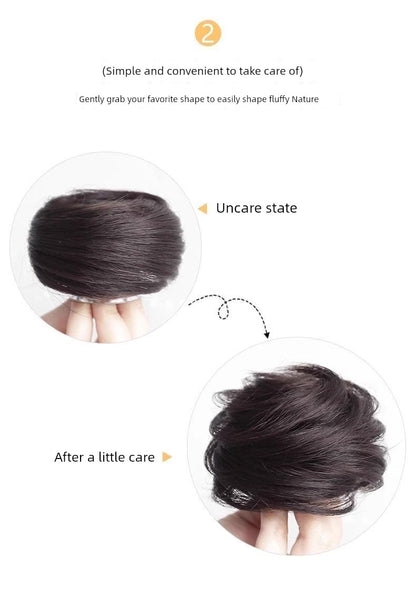 Low Bun Wig Hair Band Head Bud Headdress Hair Ornaments Real Hair Tie Hair Top Cuft Handy Gadget New Arrival Classy Less