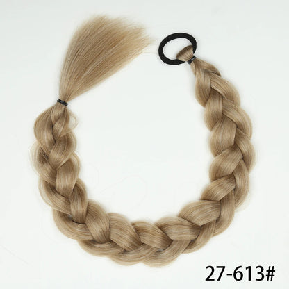 Synthetic Long Twist Braid Ponytail Extensions With Rubber Band 24 Inch Boxing Braided Hair Extensions For Women Daily Use