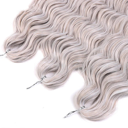 Synthetic Anna Hair Loose Deep Wave Braiding Hair Extensions 24 Inch Water Wave Braid Hair Ombre Blonde Twist Crochet Curly Hair