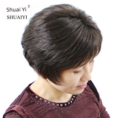 to Give Mom Hand Woven Full Top Side Bangs Wig Sheath