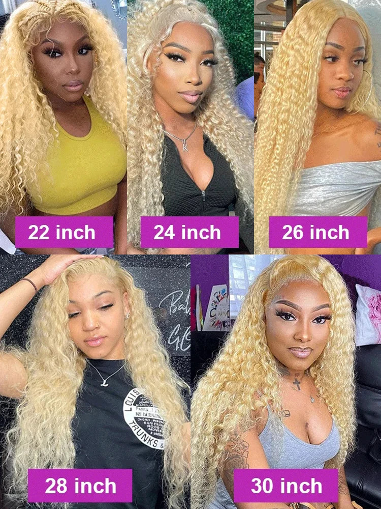 40 Inch 13x6 Hd Lace Frontal Wig 613 Blonde Lace Front Human Hair Wig Brazilian Deep Wave Curly Human Hair Wigs For Women 250%